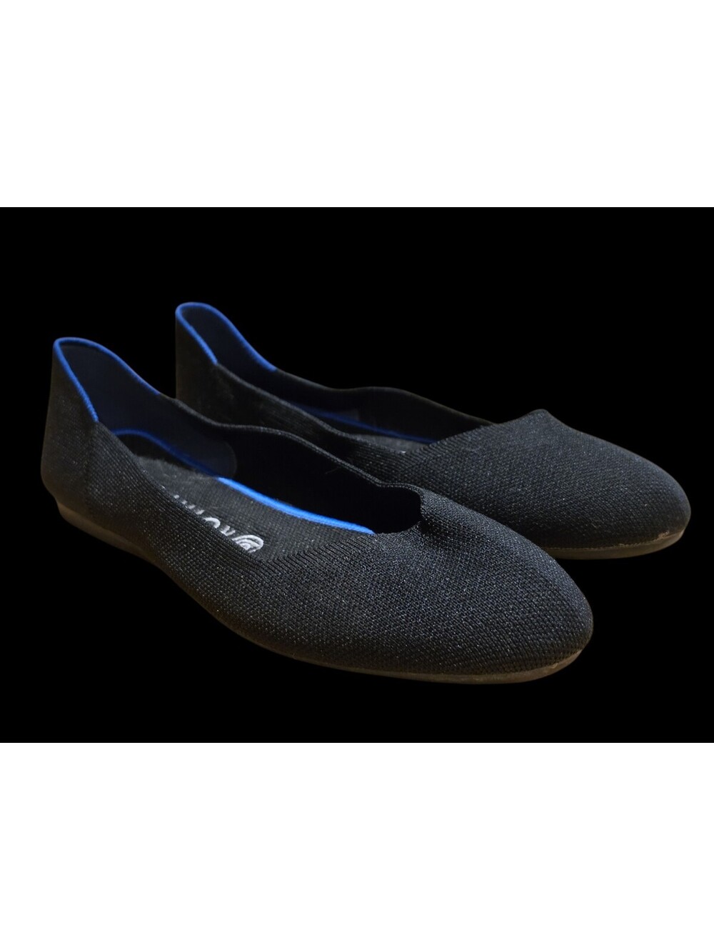Rothy’s The Flat Womens Size 10 Flats All Black Knit Comfort Slip-On Shoes EUC